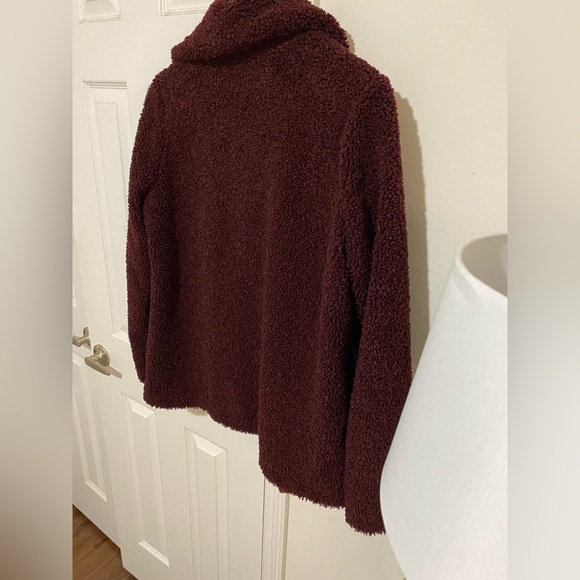 Sanctuary Burgundy Sherpa Women’s Three Button Coat XS - Picture 11 of 12